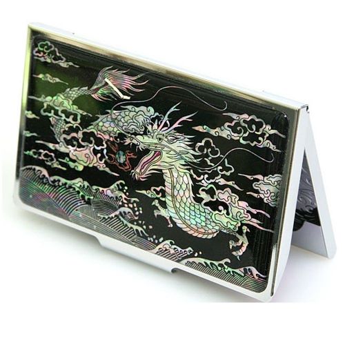 Bsiness Card Holder Business Card Case  Dragon Pattern Mother of Pearl Dragon