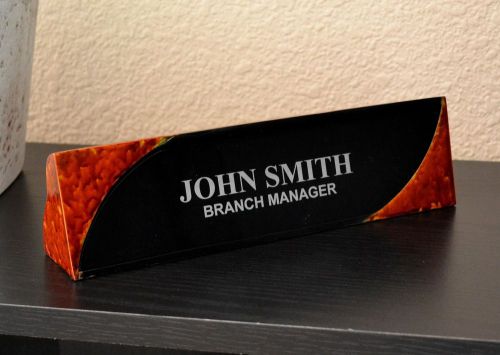Personalized RESIN NAME PLATE BAR engraved desk office BEAUTIFUL Red  Marble