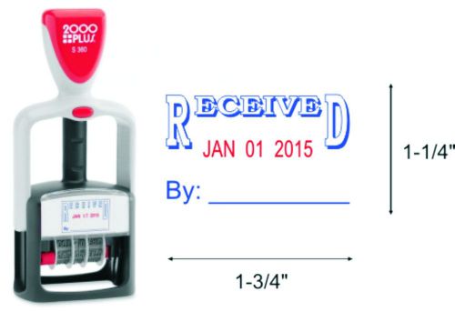 2000 Plus S-360 Dater Self-Inking Rubber Stamp - Blue Text &amp; Red Date (Received)