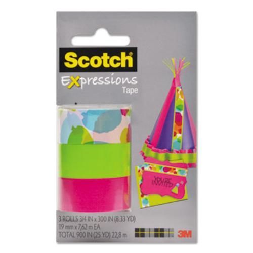 3m C2143PK8 Expressions Magic Tape, 3/4&#034; X 300&#034;, Assorted Watercolor, 3 Pack