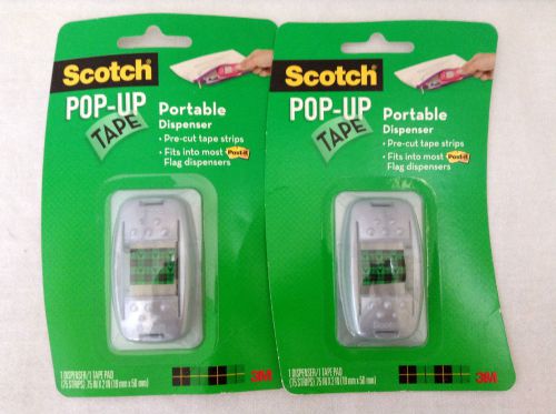 LOT of 2 Scotch Pop Up Portable Tape Dispensers Precut Fits Flag Dispensers