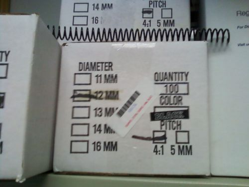 Bindery, Spiral Binding, 12 mm, Black, 7 boxes, 100/box, Condition: new in box