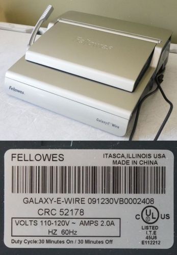 FELLOWES GALAXY E ELECTRIC WIRE BINDING MACHINE CRC 521783 AS IS / FOR PARTS
