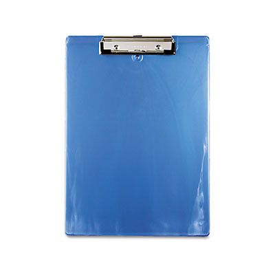 Plastic Clipboard, 1/2&#034; Capacity, Holds 8-1/2w x 12h, Ice Blue