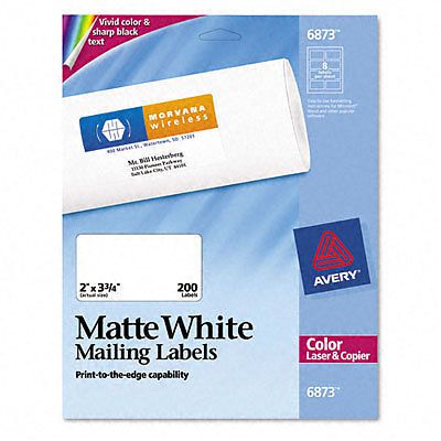 Avery Address Label 6873 White l - 2&#034; X 3.75&#034; Print to Edge (2) Brand New Boxes!