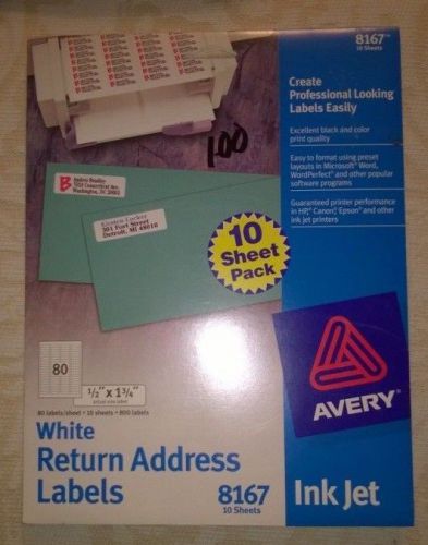 NEW Avery White Return Address Labels 1/2&#034; X 1 3/4&#034; Inkjet