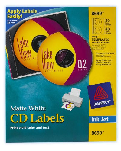 Avery 40 Count Matte CD and DVD Label in White Set of 5