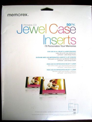 Memorex White Printable Jewel Case Inserts Matte Finish 50 Count 73950828-B