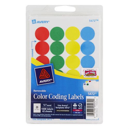 Avery Dennison Ave-05472 Print Or Write Round Color Coding Label - 0.75&#034;