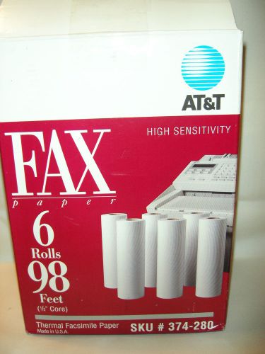 5 ROLLS 8.5&#034;x 98&#039; Feet 1/2&#034; Core AT&amp;T Thermal Fax Paper High Sensitivity