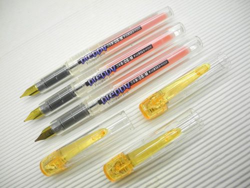 3pcs Platinum Preppy 0.5mm Medium Stainless Fountain Pen w/cap Yellow(Japan)