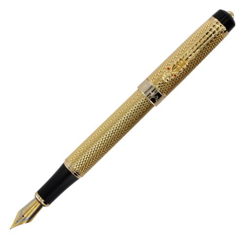 JinHao 888 Long Offspring Embossed Gold Golden Dragon Fountain Pen - Medium