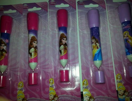 New lot of 5 packs packages 2 in 1 pen flashlight with pen girls disney princess