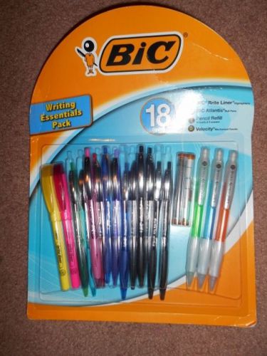 18 piece BIC writing essentials set - NEW - 2 Brite liners, 12 ball pt. pens ++