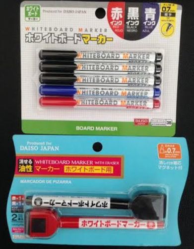 Lot of 5 pcs japan daiso white board 0.7mm marker pen + 2 pcs marker with magnet for sale