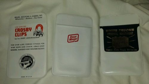 (3) POCKET PROTECTORS- Crosby Clips, Oscar Mayer, White Trucks - UNUSED