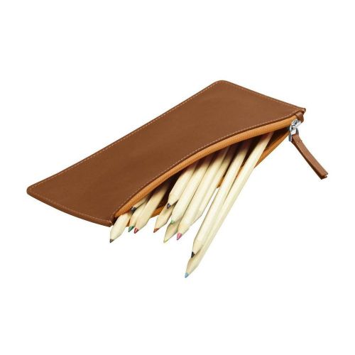 Lucrin - flat pencil holder - smooth cow leather - tan for sale
