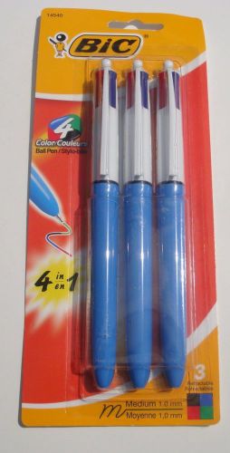 3 BIC 4 COLOR PENS Blue RED Green BLACK * FREE SHIP USA