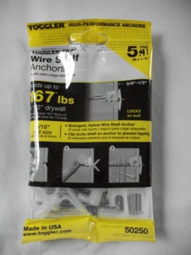 50250 toggler #8 x 1-3/4&#034; pegboard anchors screws 167 lb. max 5-pack *new* for sale