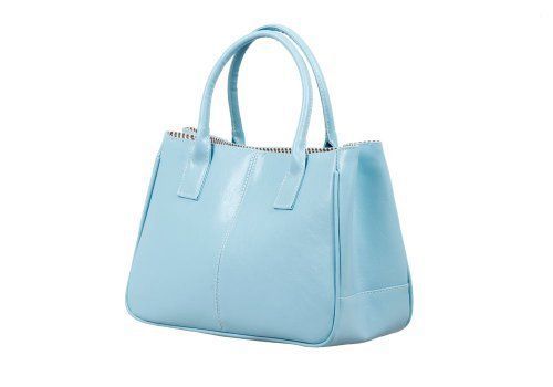 NEW Womens PU Faux Leather Lady Shoulder Handbag Purse Bag Light Blue Mid Size