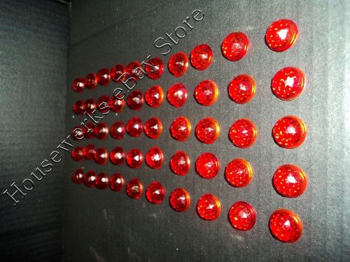 Vintage (50) rare red glass * cats eye * (reflector warning jewels) nos faceted for sale