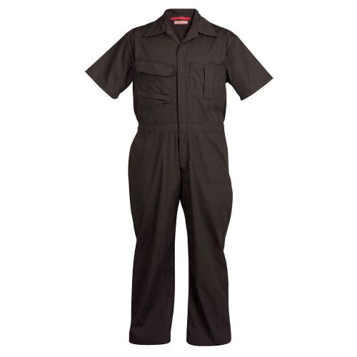 Short Sleeve Coveralls, Cotton/Poly, Blk, L 25790-LG