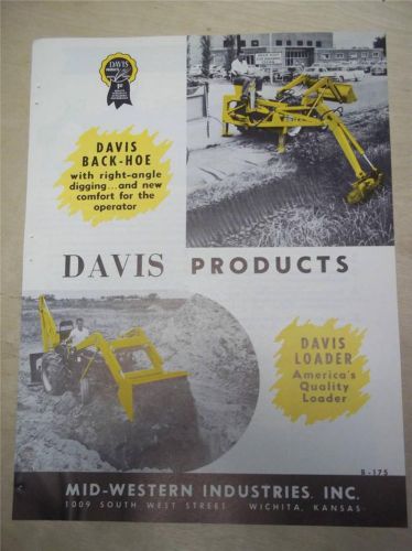 Vtg Mid-Western Industries Catalog~Davis Products~Back-Hoe/Loader~Wichita KS
