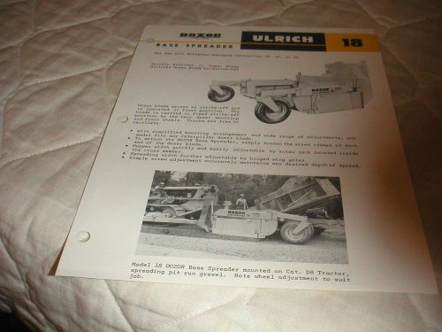 1960 ULRICH MODEL 18 BASE SPREADER FOR CATERPILLAR TRACTORS SALES BROCHURE