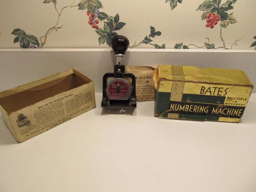 Vintage Bates Numbering Machine Style A Mechanical Industrial Stamper w/box