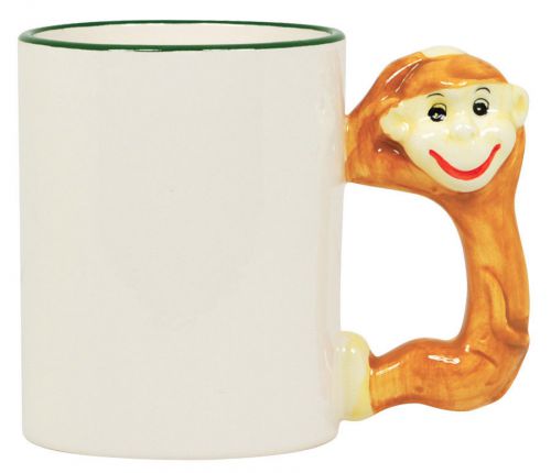 Overstock Sale! 11 oz. Sublimation Ceramic Mugs with Monkey Animal Handle Theme!