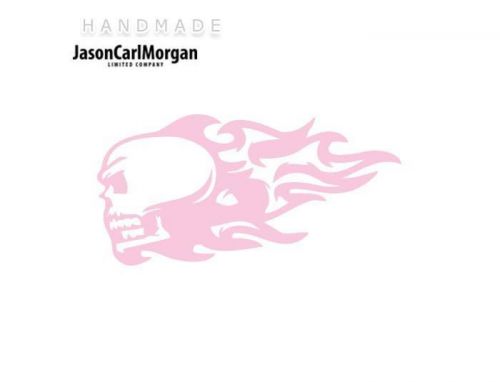 JCM® Iron On Applique Decal, Flaming Skull Soft Pink