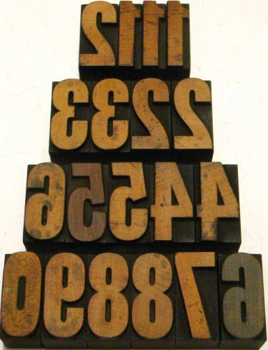 Letterpress wood 1 5/16&#034; number blocks 19pcs **superb old typeface** for sale
