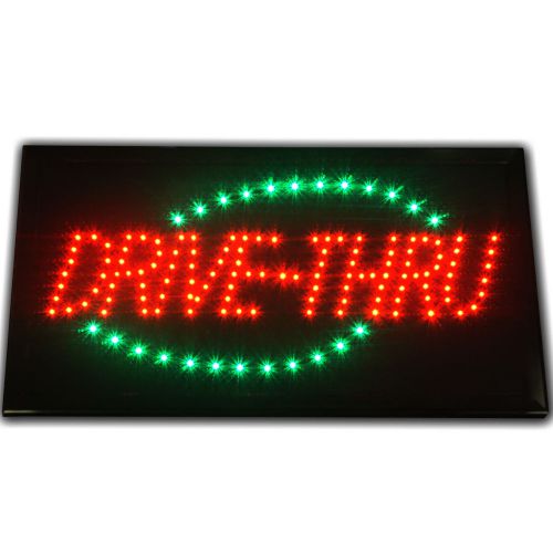 Bright Animated DRIVE-THRU fast food 24x13&#034; LED Open Restaurant Sign neon light