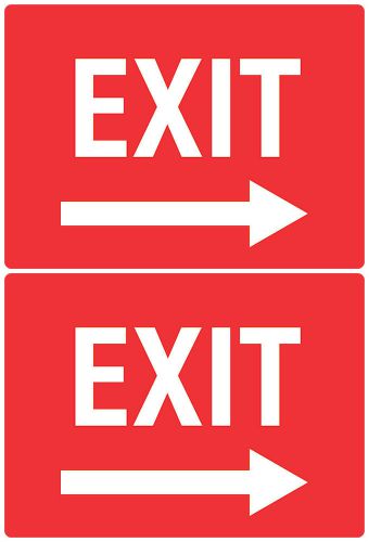 New Sign EXIT &amp; Arrow Left Door Saftey Information Signs Two Pack Quality s148