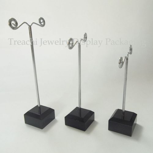 Kit of 3PCS Black Acrylic Jewelry Earring Display Plated Metal Stand Rack Holder