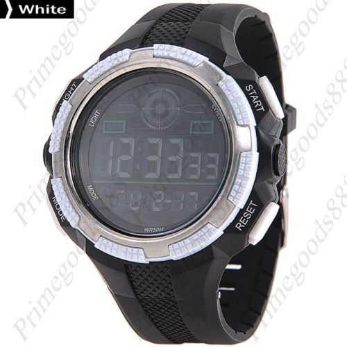 Digital sports silica gel led alarm stopwatch date men&#039;s wrist wristwatch white for sale