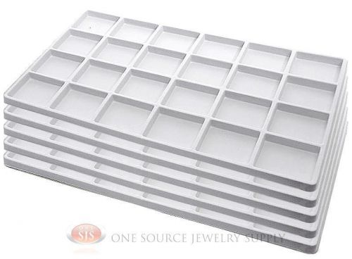 5 White Insert Tray Liners W/ 24 Compartments Drawer Organize Jewelry Displays