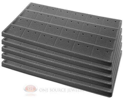 5 Gray Insert Tray Liners W/ 24 Compartment Earrings Organizer Jewelry Display
