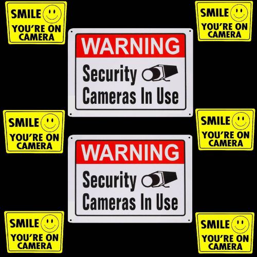 METAL SECURITY SYSTEM VIDEO SPY OUTDOOR CAMERAS WARNING YARD SIGNS +STICKERS LOT