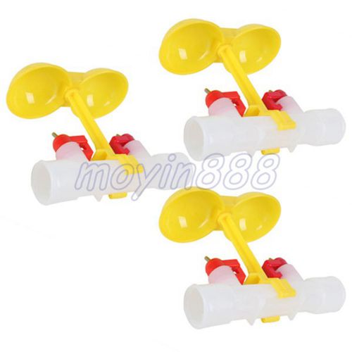 3X Yellow Chicken Duck Water Feeder Dual Nipples Waterer for Poultry Farm Home