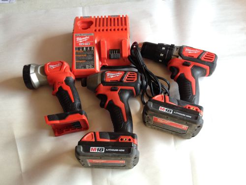 Milwaukee M18 3 Tool set w/ 2735-20, 2656-20, 2607-20, 2 batteries, dual charger