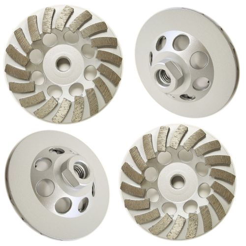 4pk 4.5&#034; turbo concrete diamond grinding cup wheel 5/8&#034;-11 threads - premium for sale