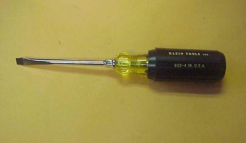 Klein Tools 602-4 1/4&#034; Keystone-Tip Screwdriver w 4&#034; Heavy-Duty Round Shank -NEW