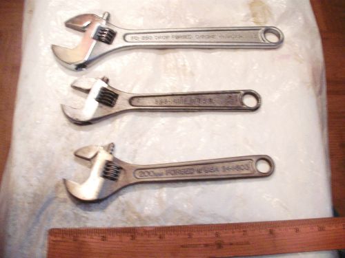 ajustable wrenches lot of 3 Bonney 9&#034; CHRAFTSMAN 8:TOUGH 10&#034; FD250