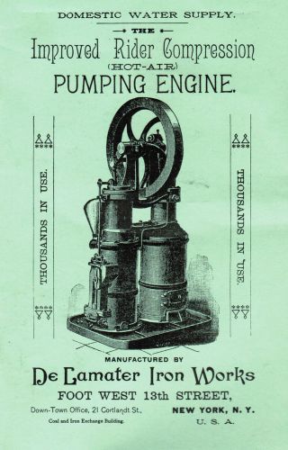 De Lamater Rider Compression Hot Air Pumping Engine Hit Miss Gas Steam Motor