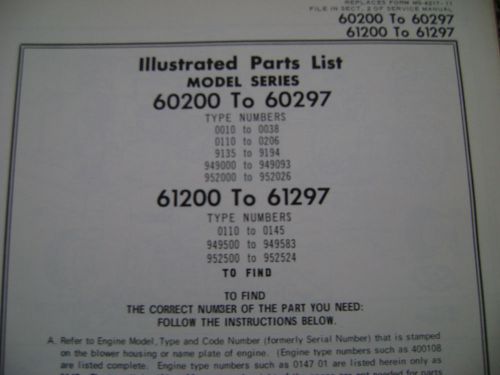 briggs and stratton parts list model series 60200 to 60297 and 61200 to 61297
