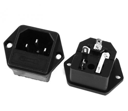 AC 250V IEC 320 C14 Male Plug Inlet Power Socket 2 Pieces