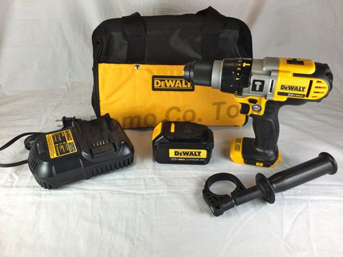 New Dewalt DCD985 20V Hammer Drill, 3.0 Ah Battery, Multi-Charger &amp; Tool Bag