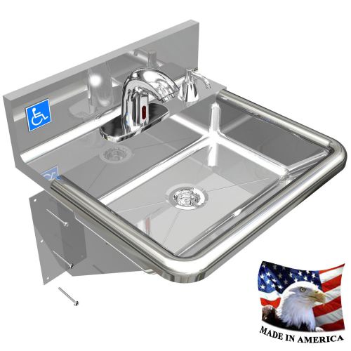 ADA HAND SINK MADE IN USA STAINLESS STEEL 304 NO LEAD ELECTRONIC SLOAN FAUCET