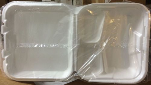 Container Restaurant Food Carryout 3 Compartment Foam Hinged Snap-it Lid 200/cs